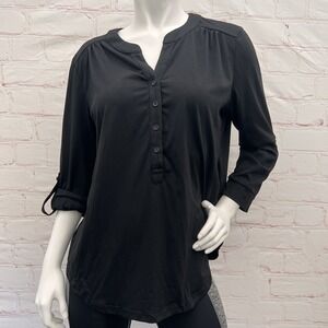 Meaneor Women's Dressy Tops Roll Tab Sleeve Button 3/4 Down Shirts Blouse Sz XL